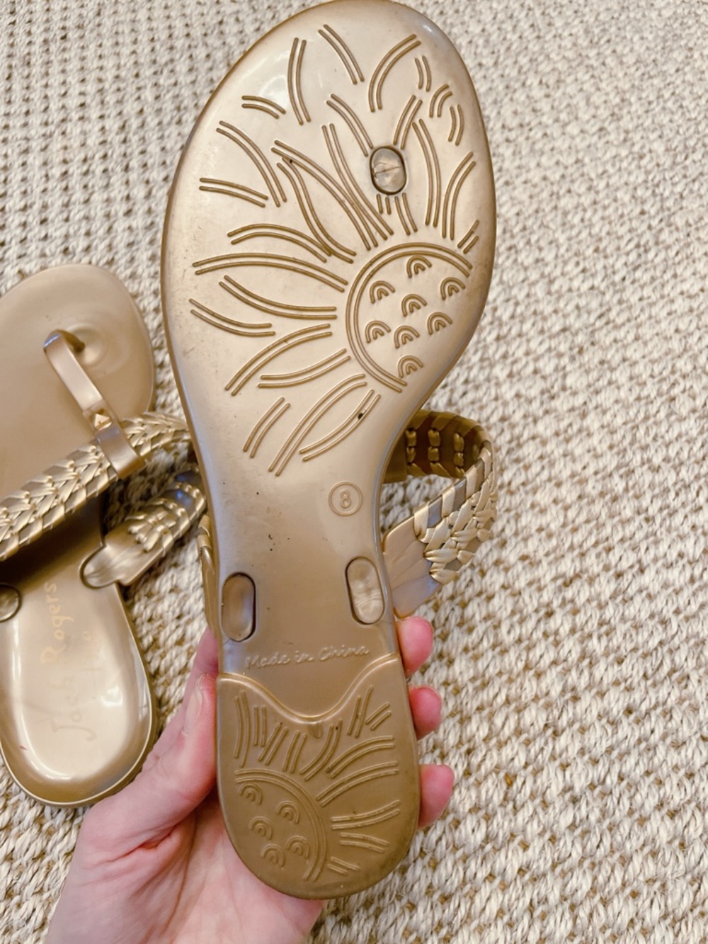 Jack Rogers Tinsley Jelly Thong Sandals Gold Women’s Size 8 - Picture 5 of 6